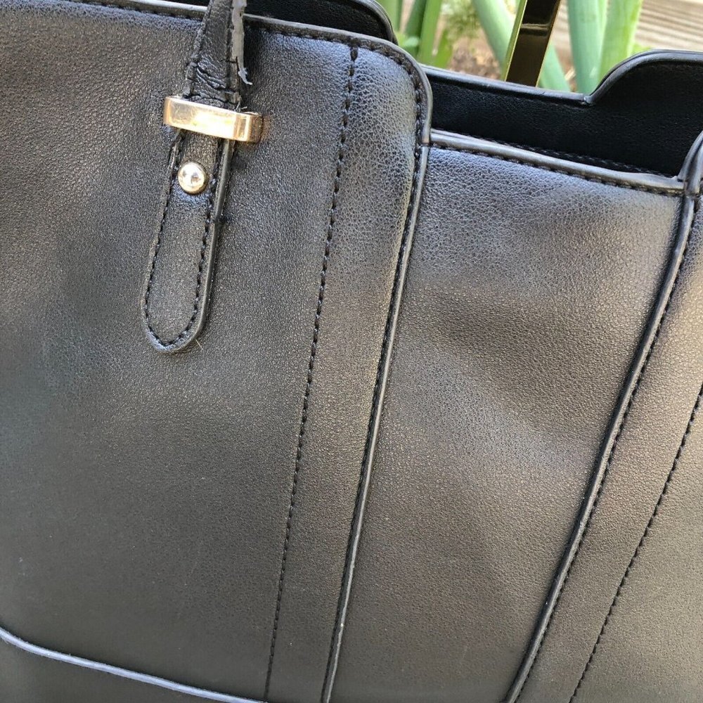 Women's Vegan Leather Tote Bag Purse Women's Black Shoulder Large​​​​​ - Picture 3 of 12
